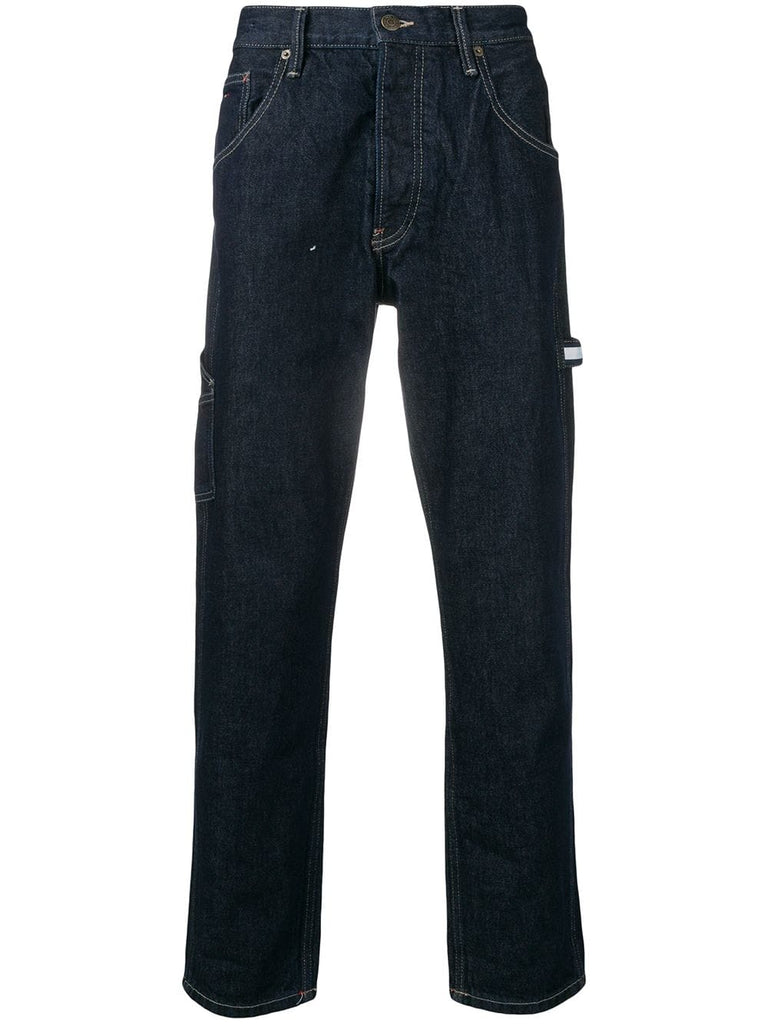 straight-leg logo strap jeans