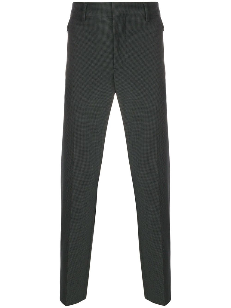 checked slim fit trousers