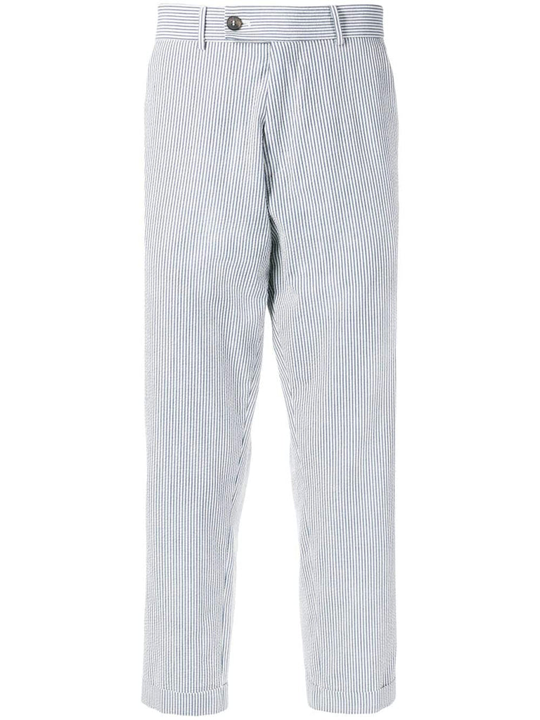 Seersucker cropped trousers