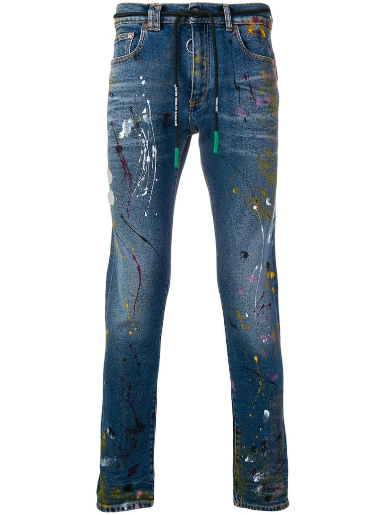 paint splattered skinny jeans