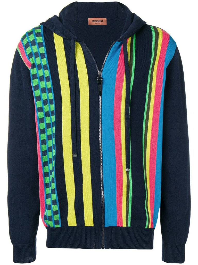 colour-bock zipped hoodie