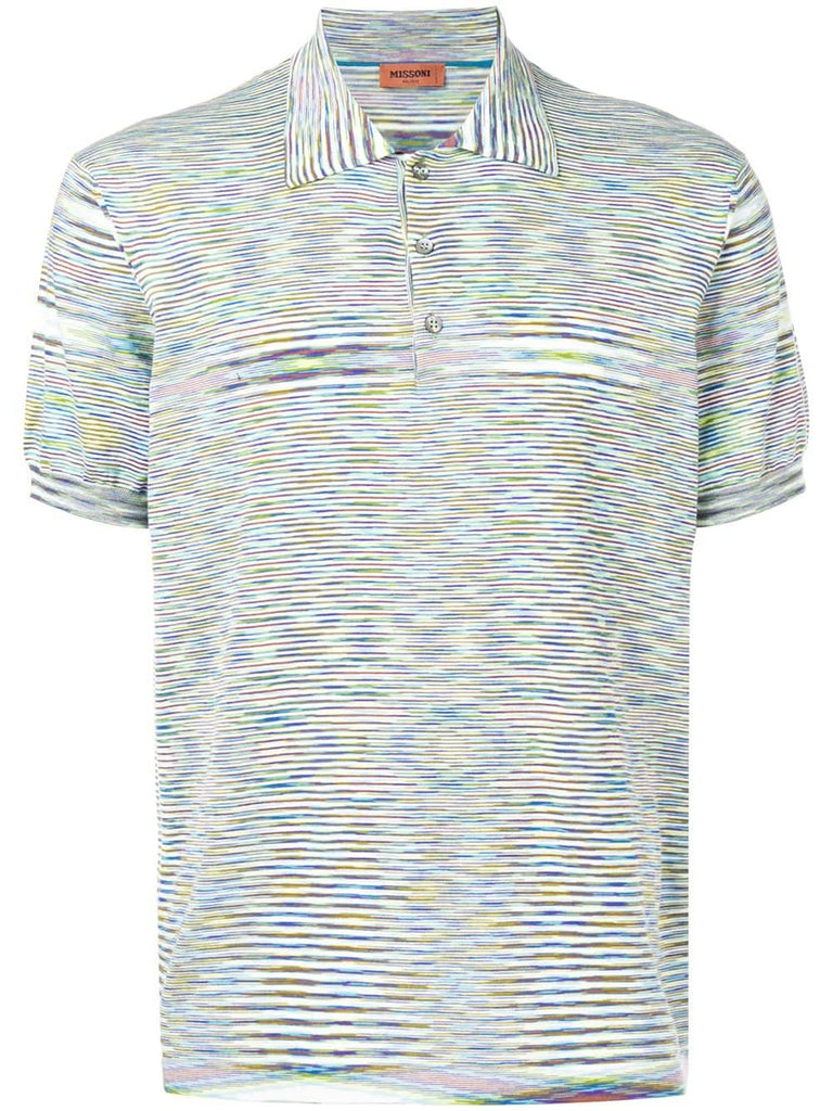 striped short-sleeve polo top