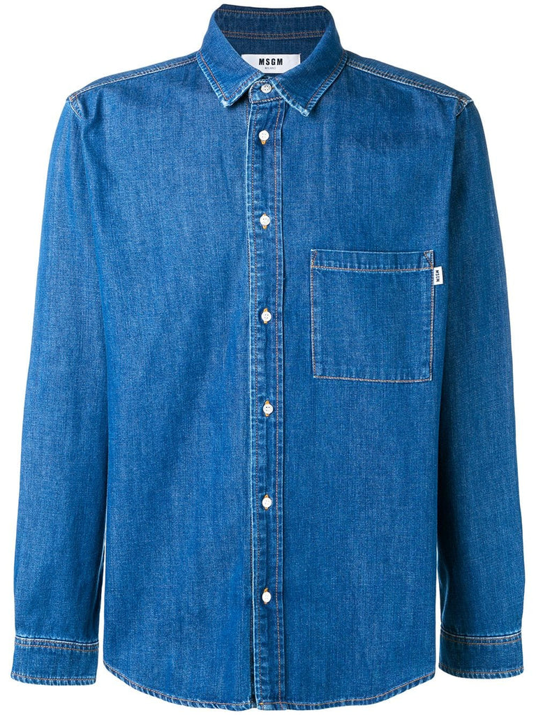 logo print denim shirt