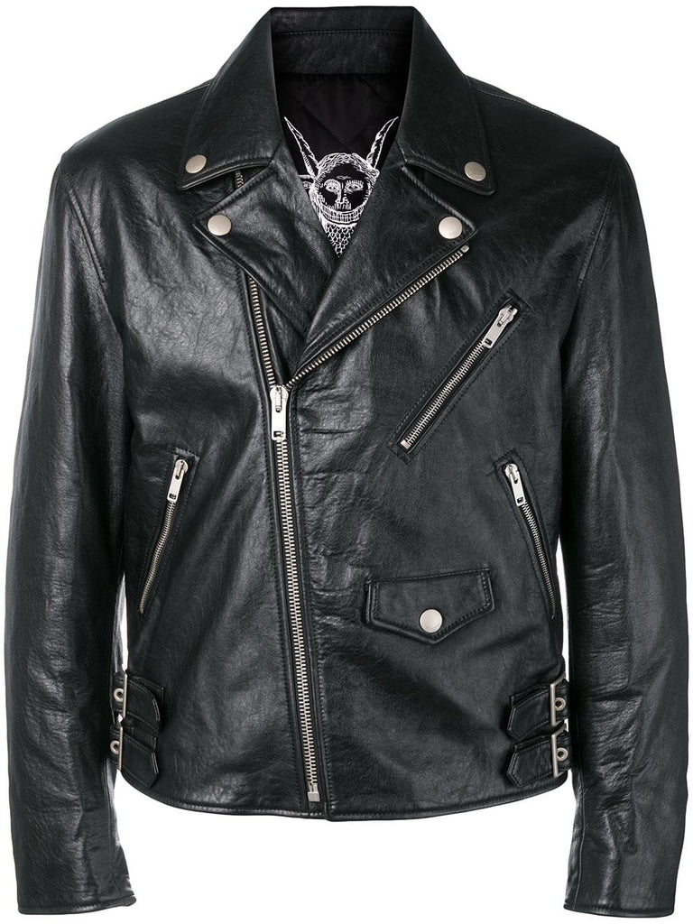 zipped leather jacket