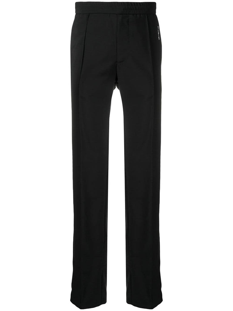 piped straight fit trousers