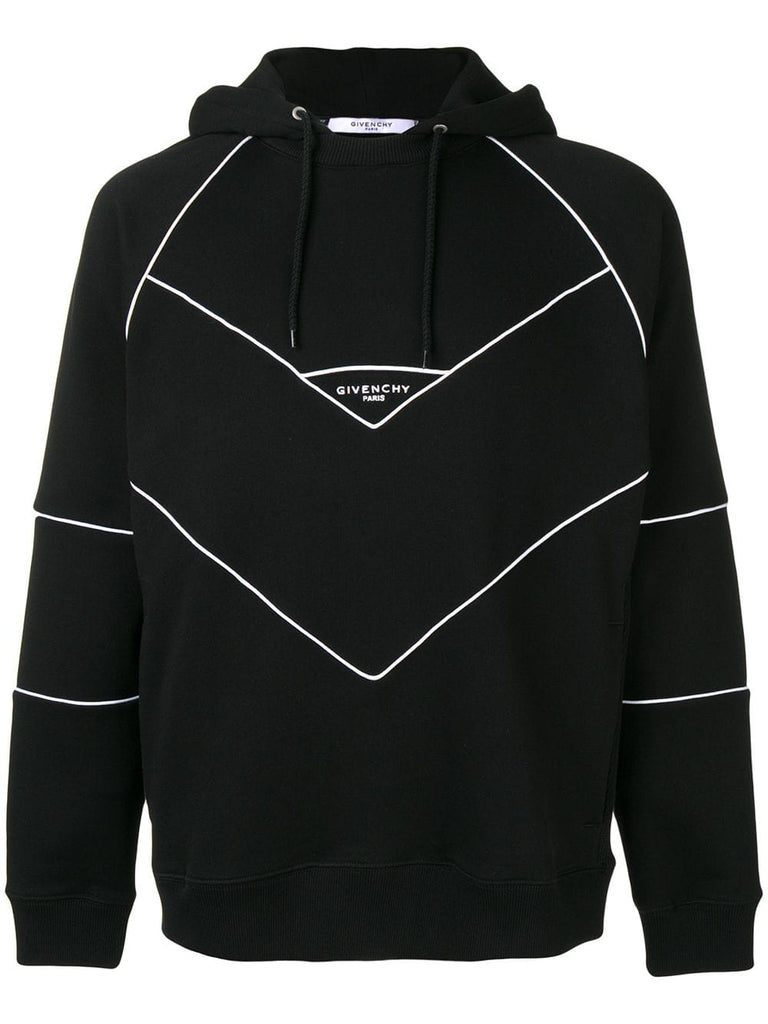 contrast trim logo hoodie