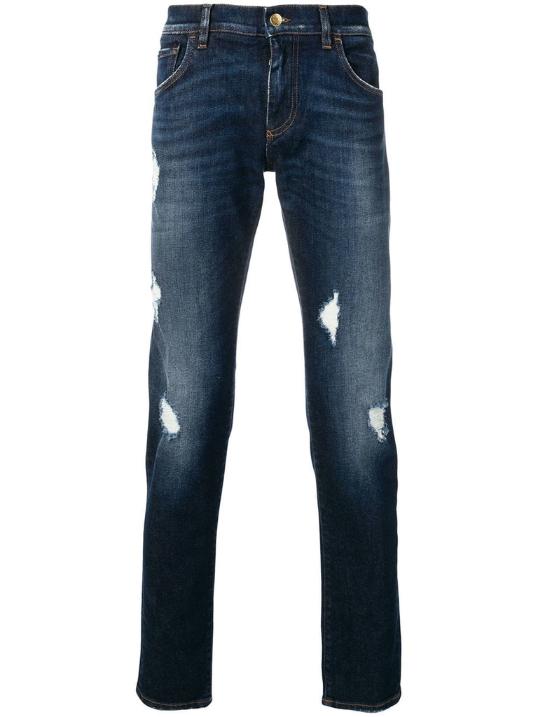 distressed slim fit jeans