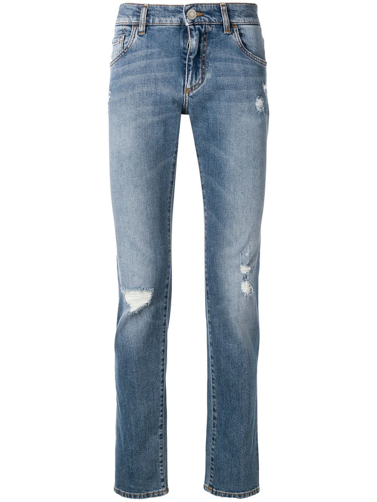 distressed slim jeans