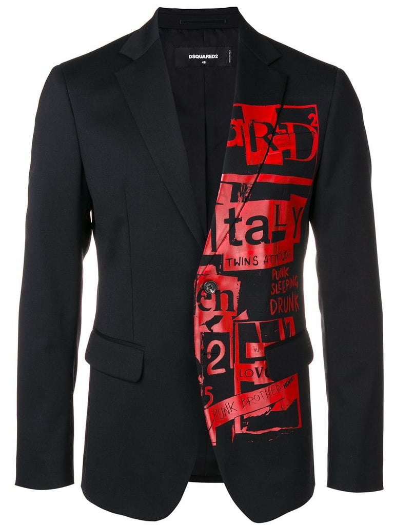 logo print suit jacket