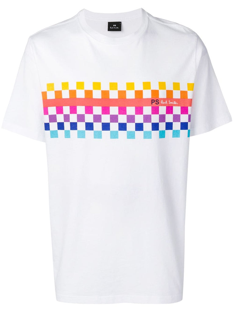 colour-block checkered T-shirt