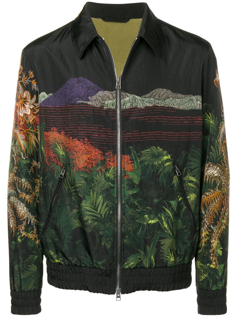 landscape print bomber jacket