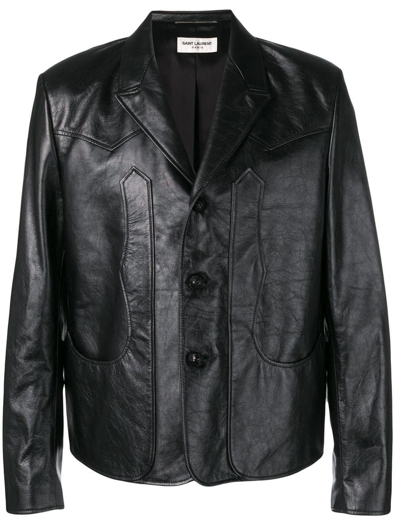 buttoned leather jacket