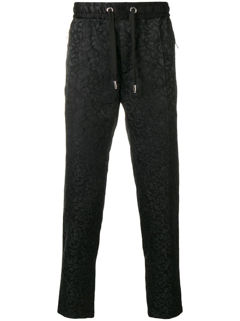 contrast side stripe brocade track pants