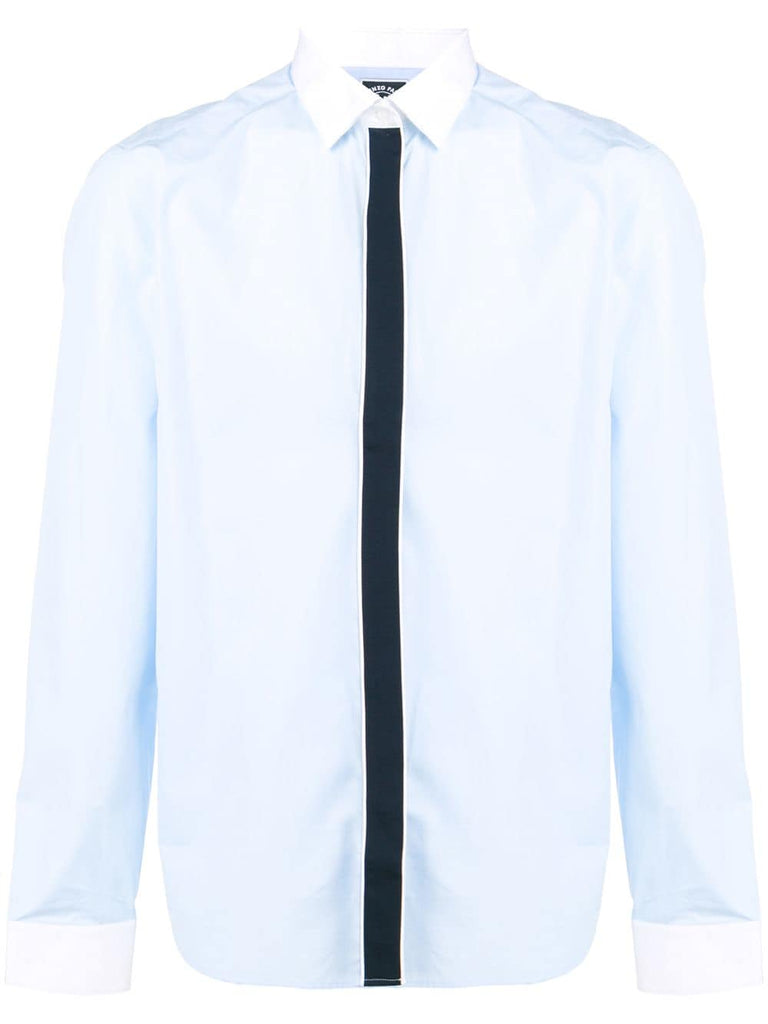 contrast-placket fitted shirt