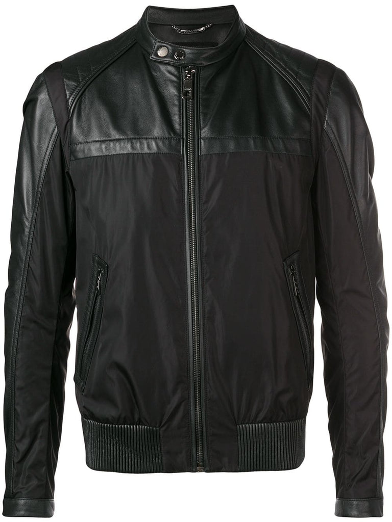 leather-panelled jacket