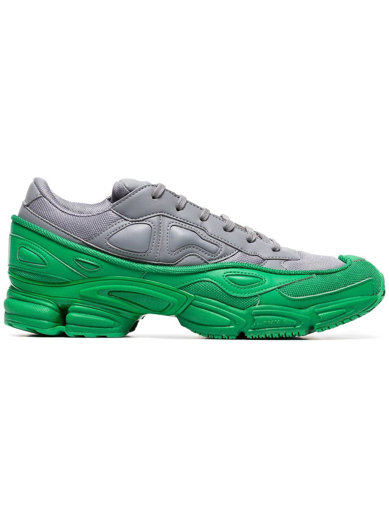 green and grey Ozweego leather sneakers