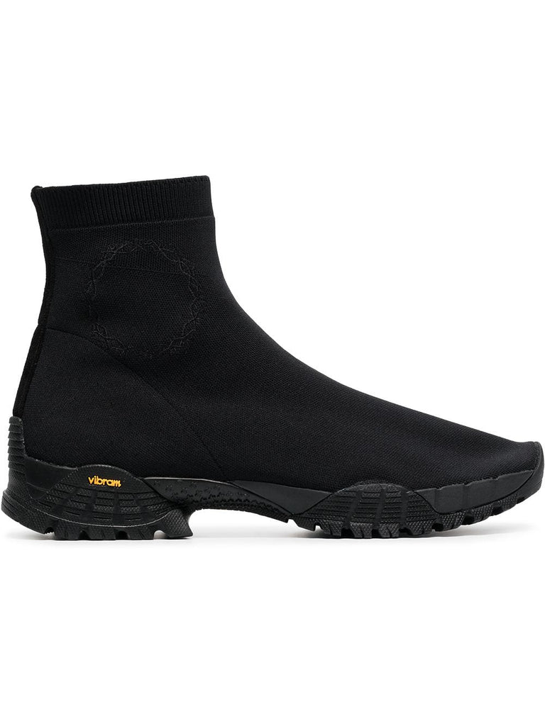 black knit hiking boots