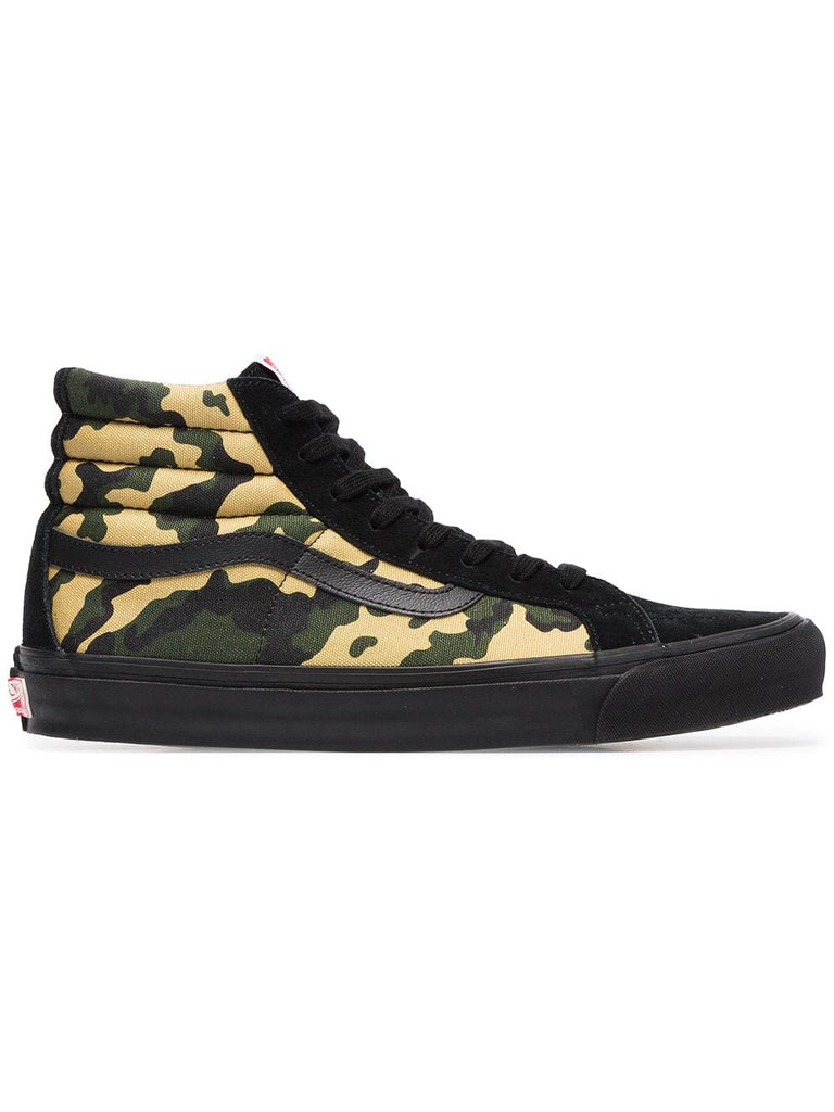 green and black Sk8 Hi camouflage cotton high top sneakers