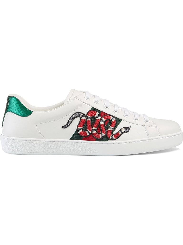 Snake Ace embroidered leather sneaker