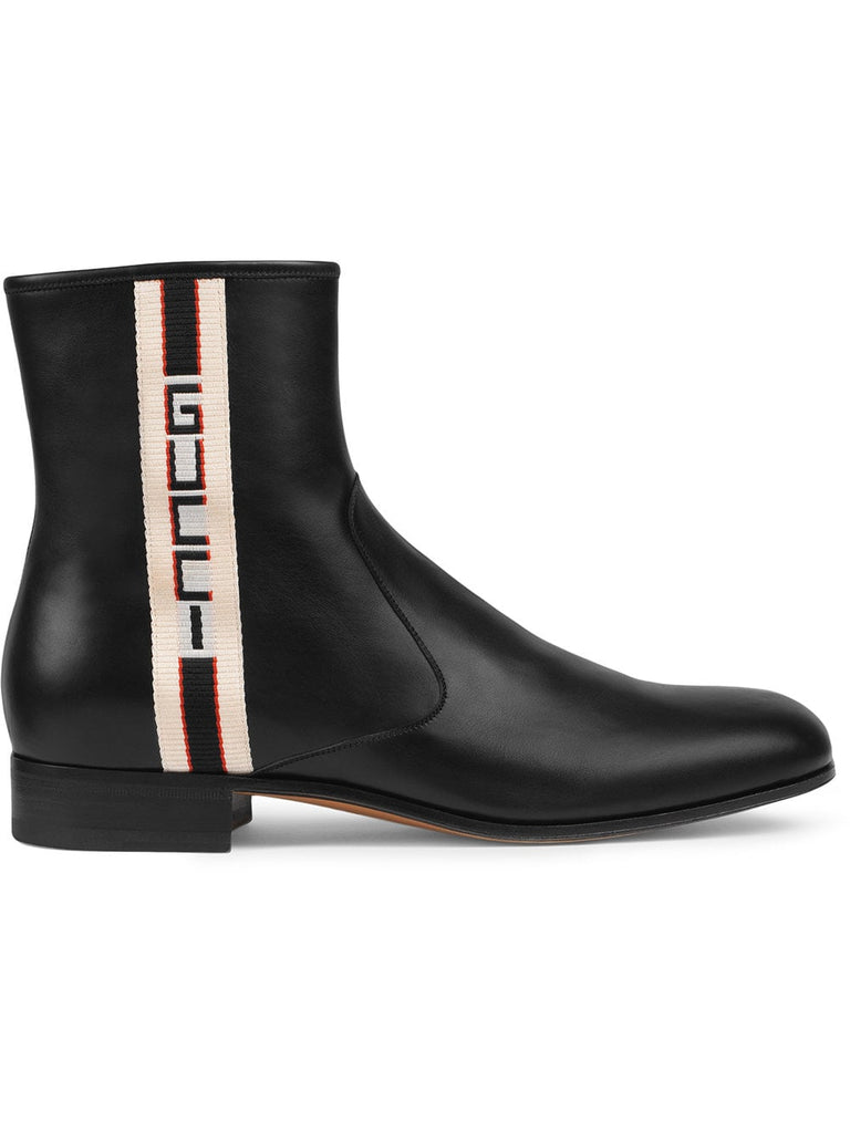 Gucci stripe leather boots