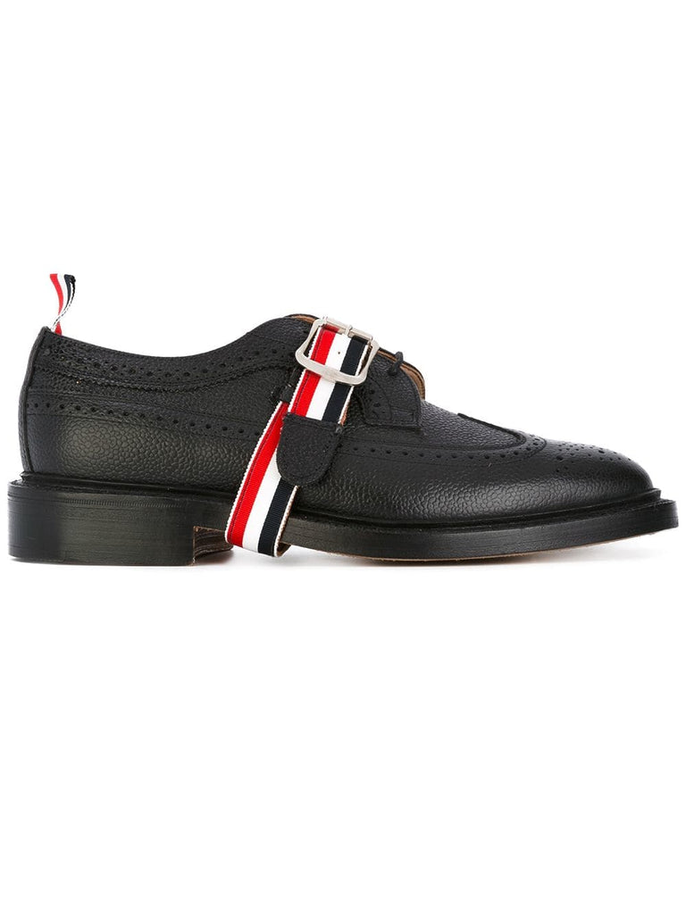 Classic Long Wingtip Brogues With Grosgrain Strap