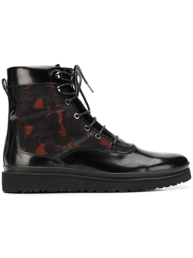 camouflage panel combat boots