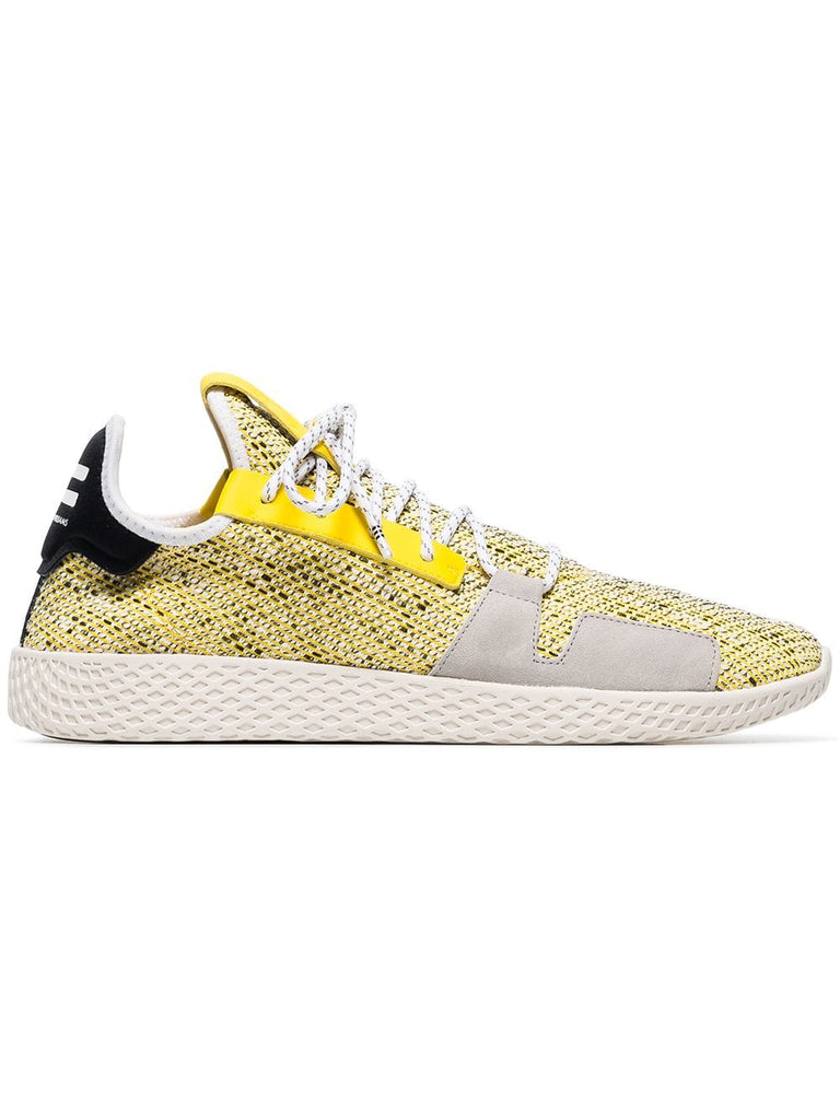 yellow, white and grey x Pharrell Williams Solarhu V2 tennis sneakers