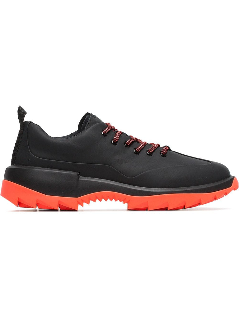 black and orange Helix leather low-top sneakers