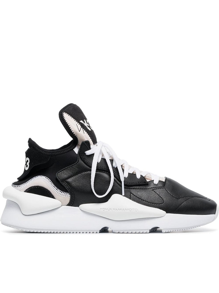 black and white kaiwa leather and neoprene sneakers