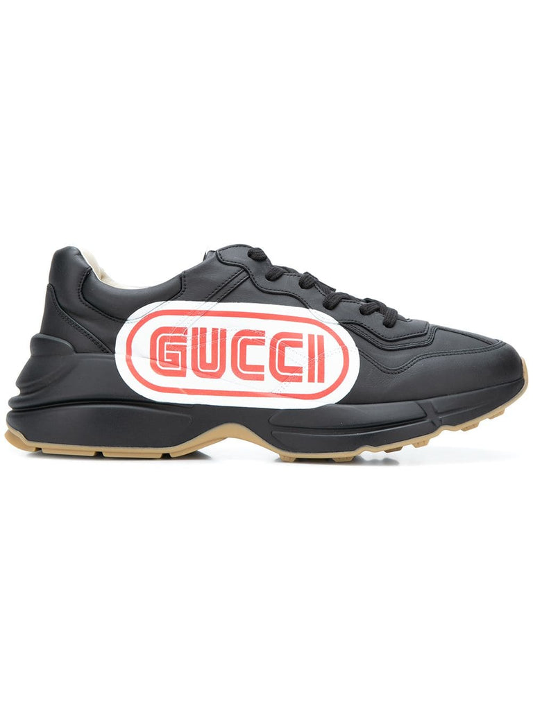 black Rhyton logo print leather sneakers