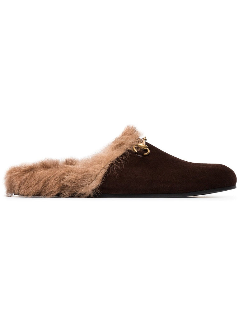 brown River suede fur lined clogs