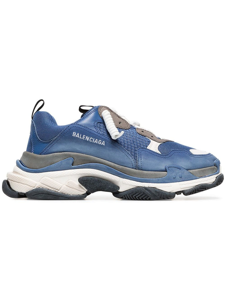 blue and white Triple S leather sneakers