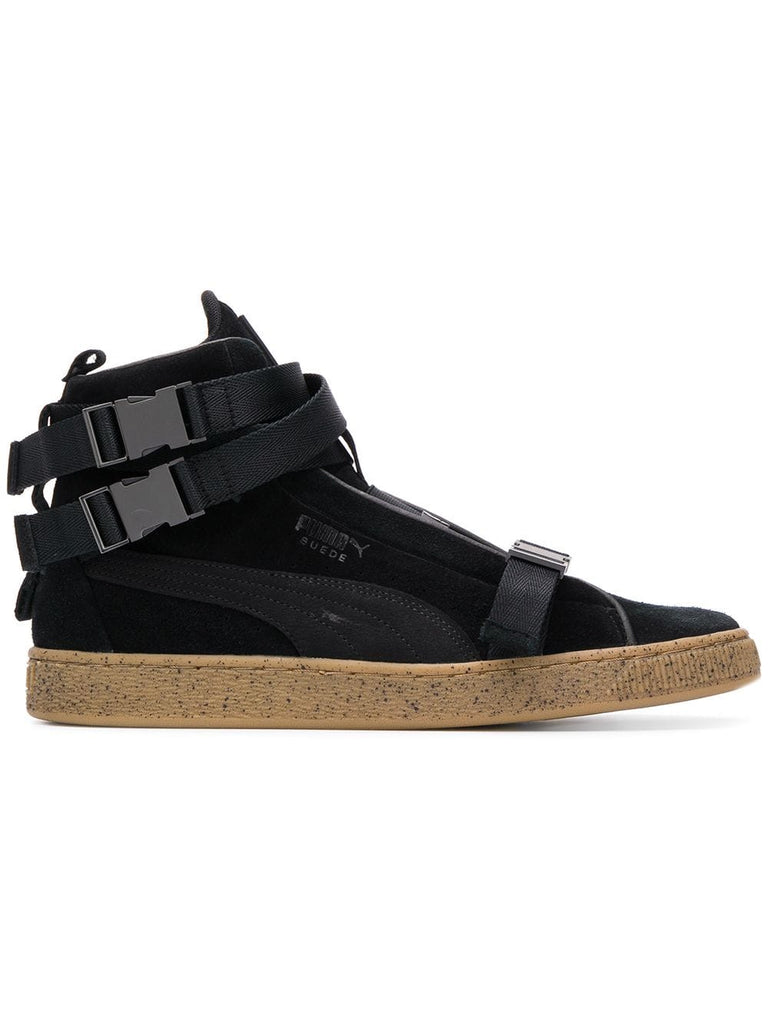 buckled hi-top sneakers