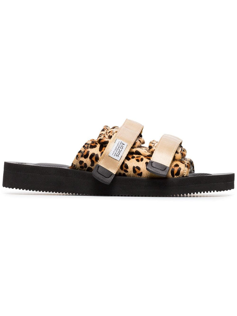 Leopard Print Sheep Skin and Calf Hair Sandals