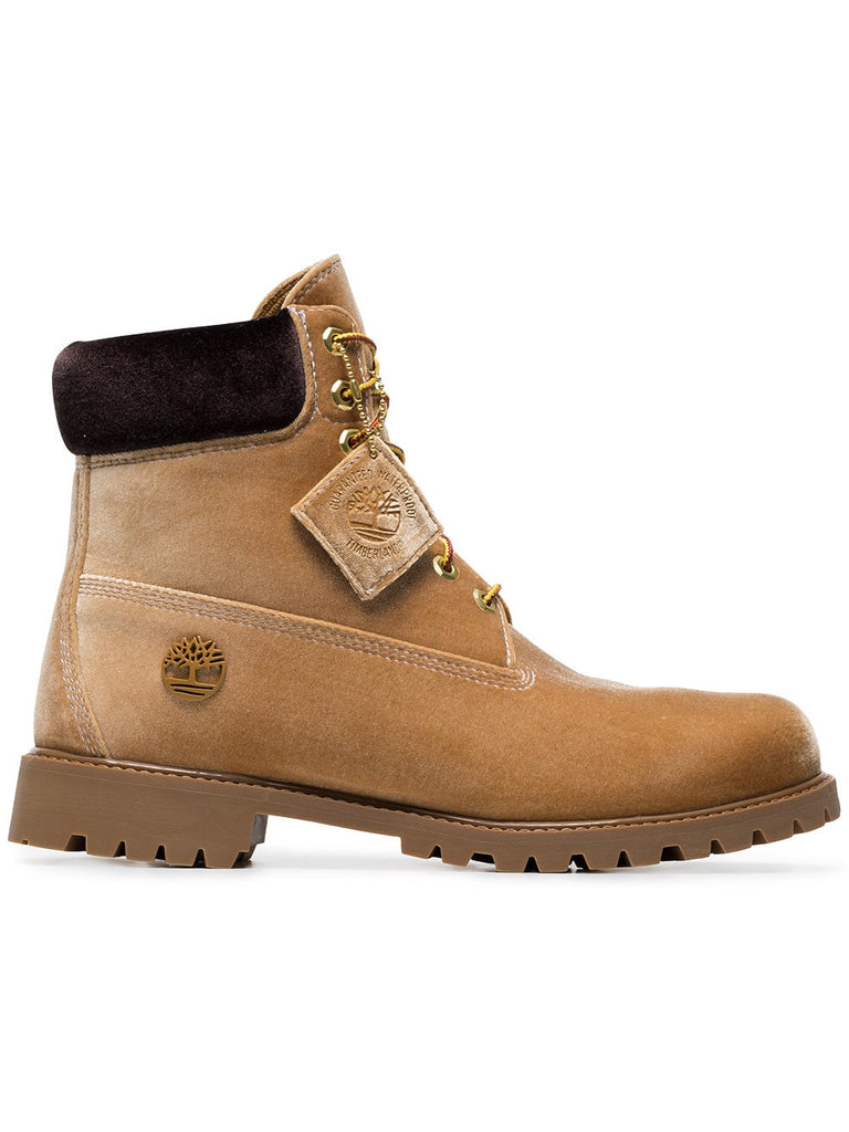 X Timberland velvet camel boots