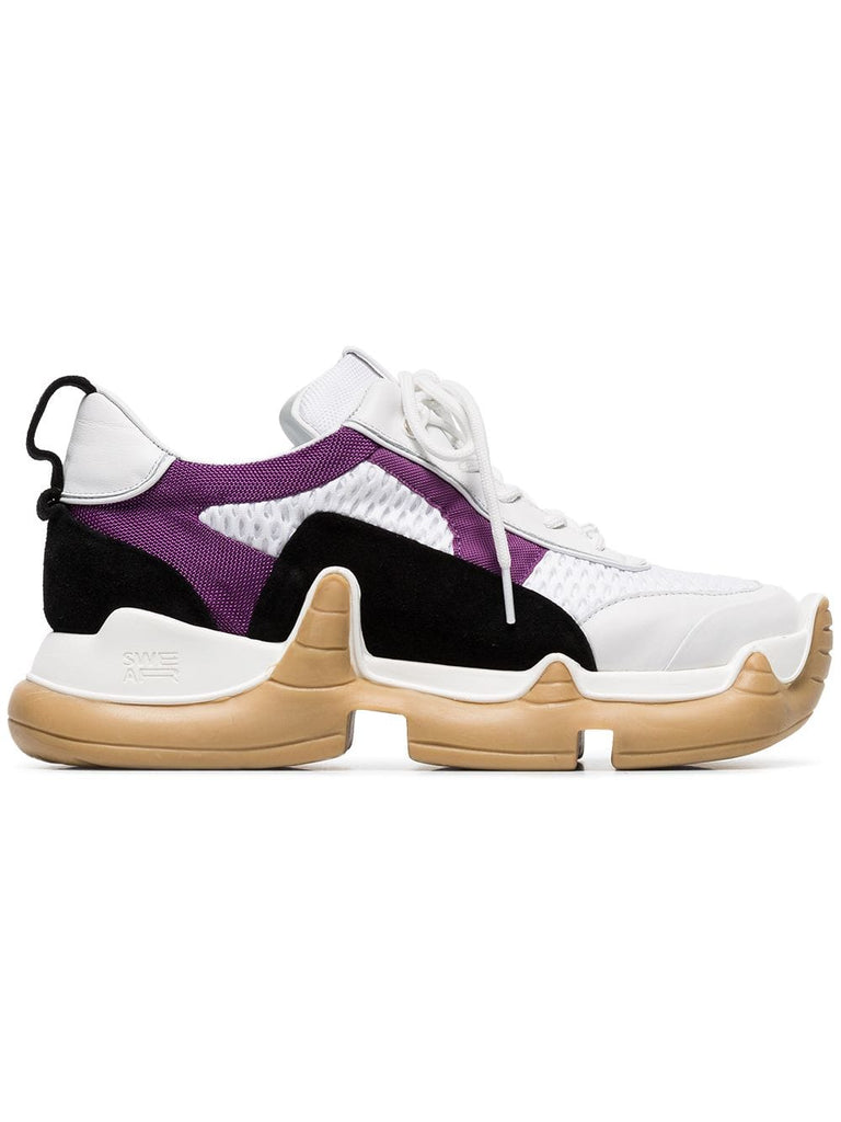 white and purple large Nitro sneakers