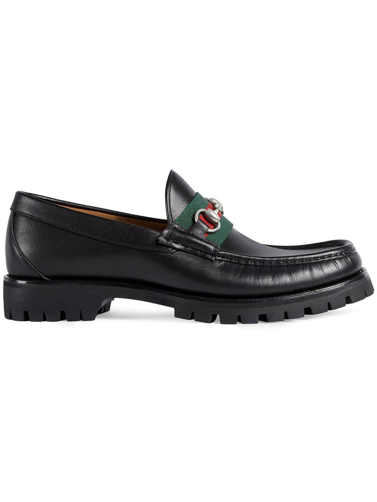 Leather Web Horsebit loafers