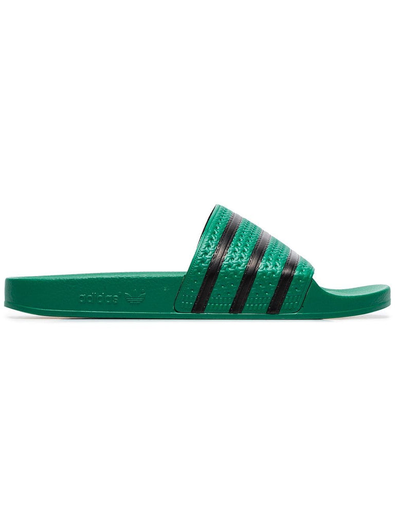 green Adilette slider sandals