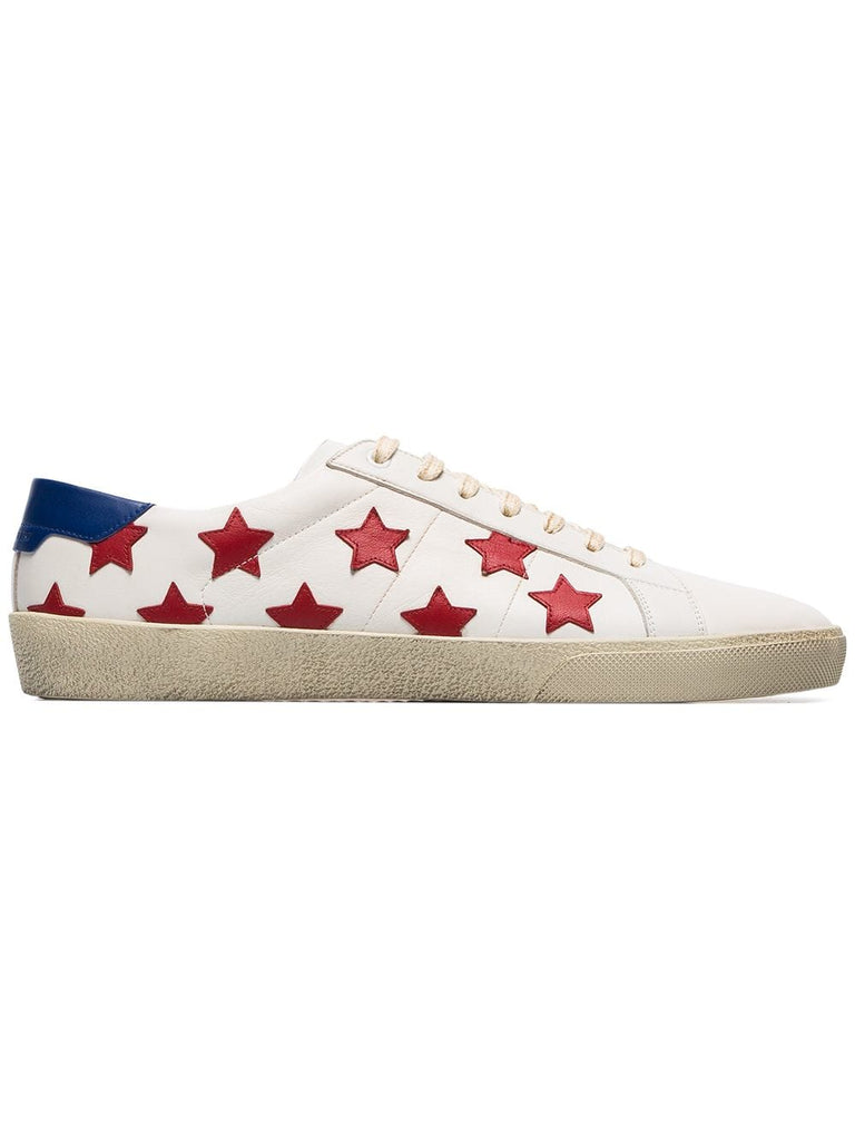 white SL06 star applique leather sneakers