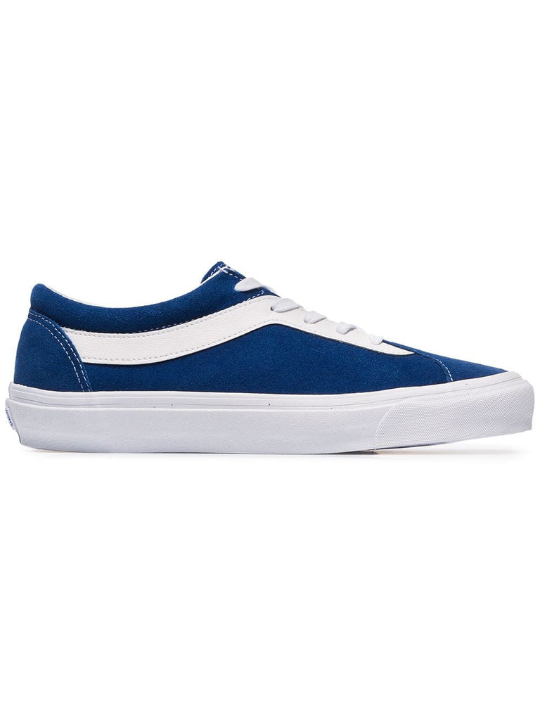 blue and white Bold leather and suede sneakers