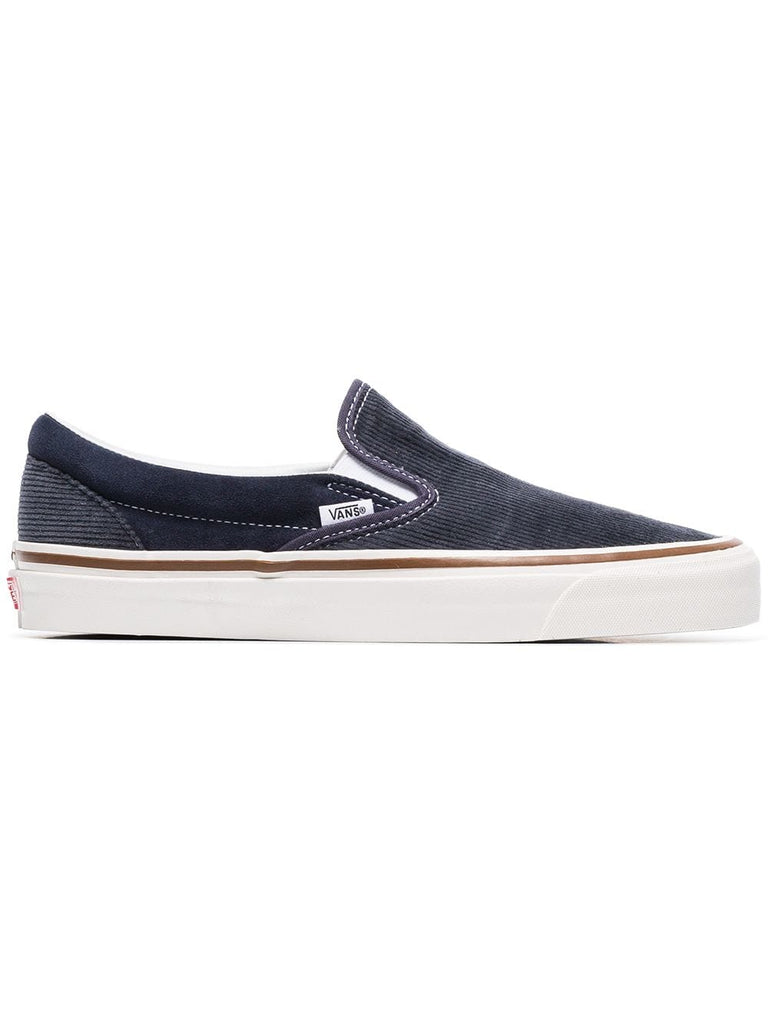 navy blue and grey 98 DX corduroy slip on sneakers