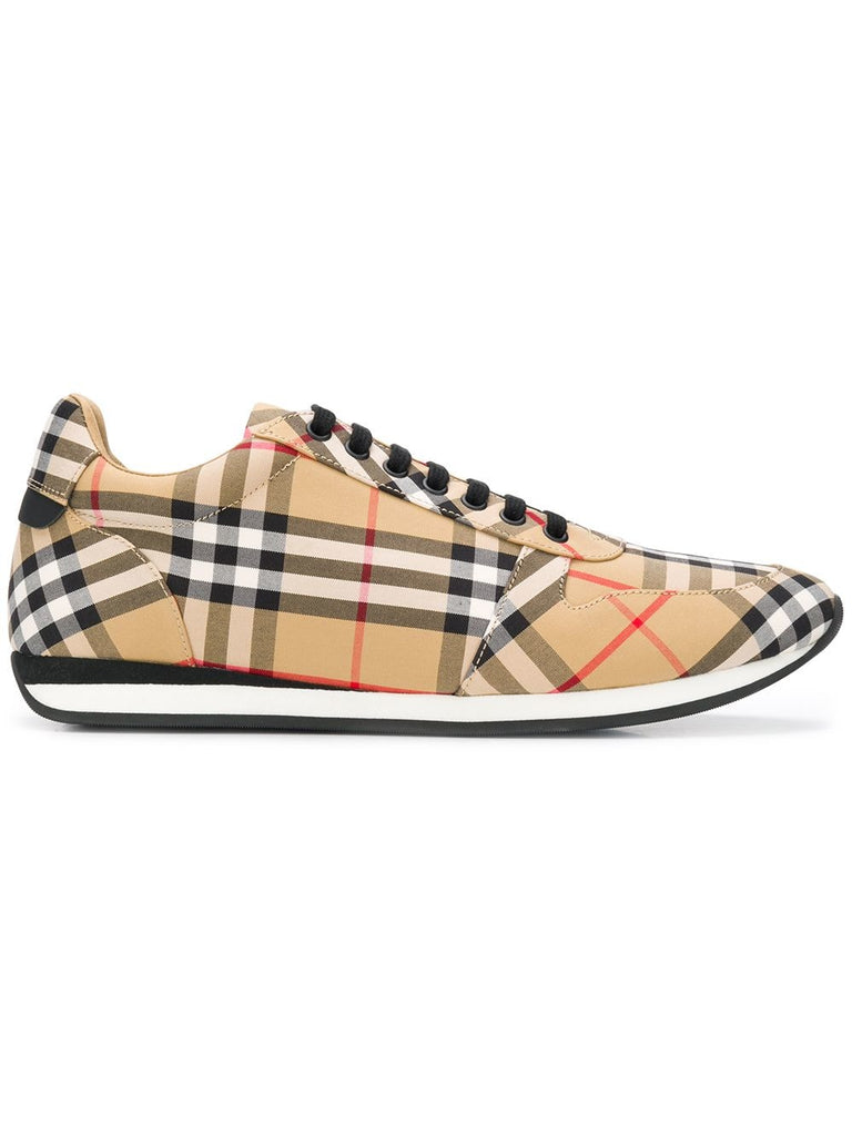 Vintage Check and Leather Sneakers