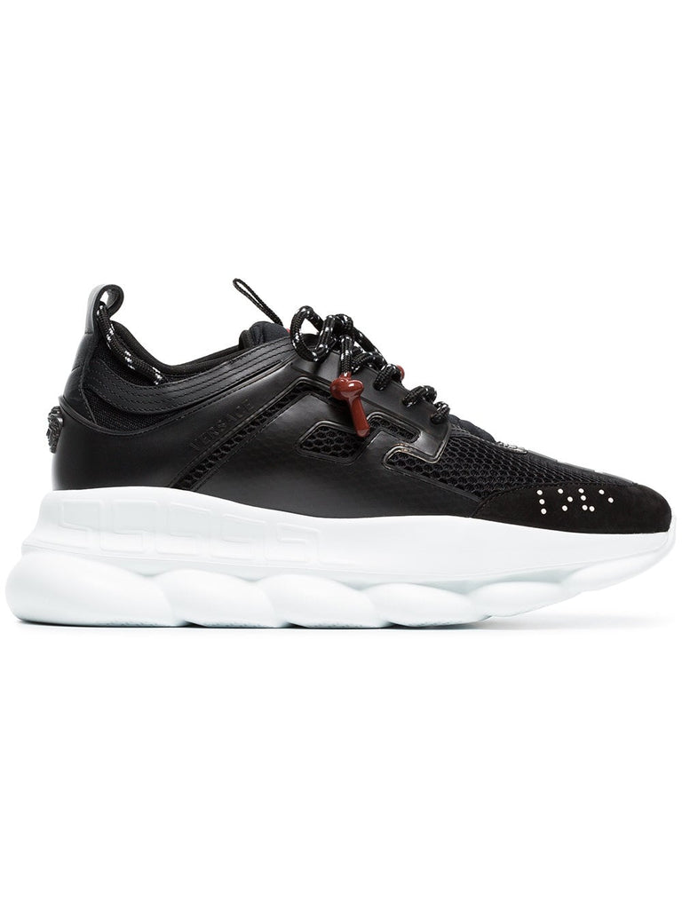 black Chain Reaction mesh leather sneakers