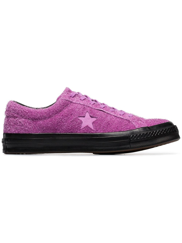 purple One Star fuzzy sneakers