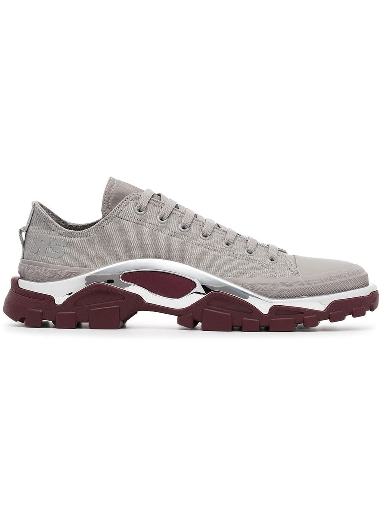 grey and maroon red raf simons detroit sneakers