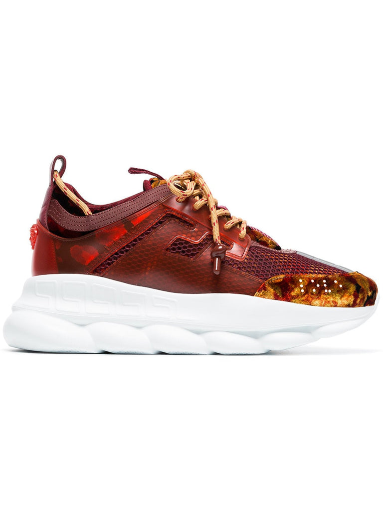 burgundy Chain Reaction mesh velvet sneakers