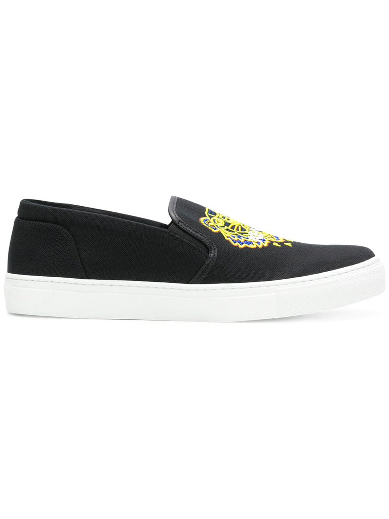 tiger embroidered slip-on sneakers