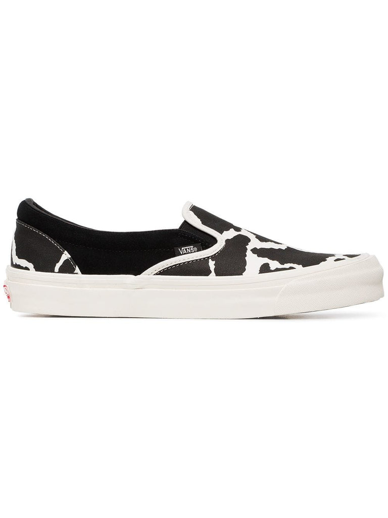 black UA OG cow print cotton slip on sneakers