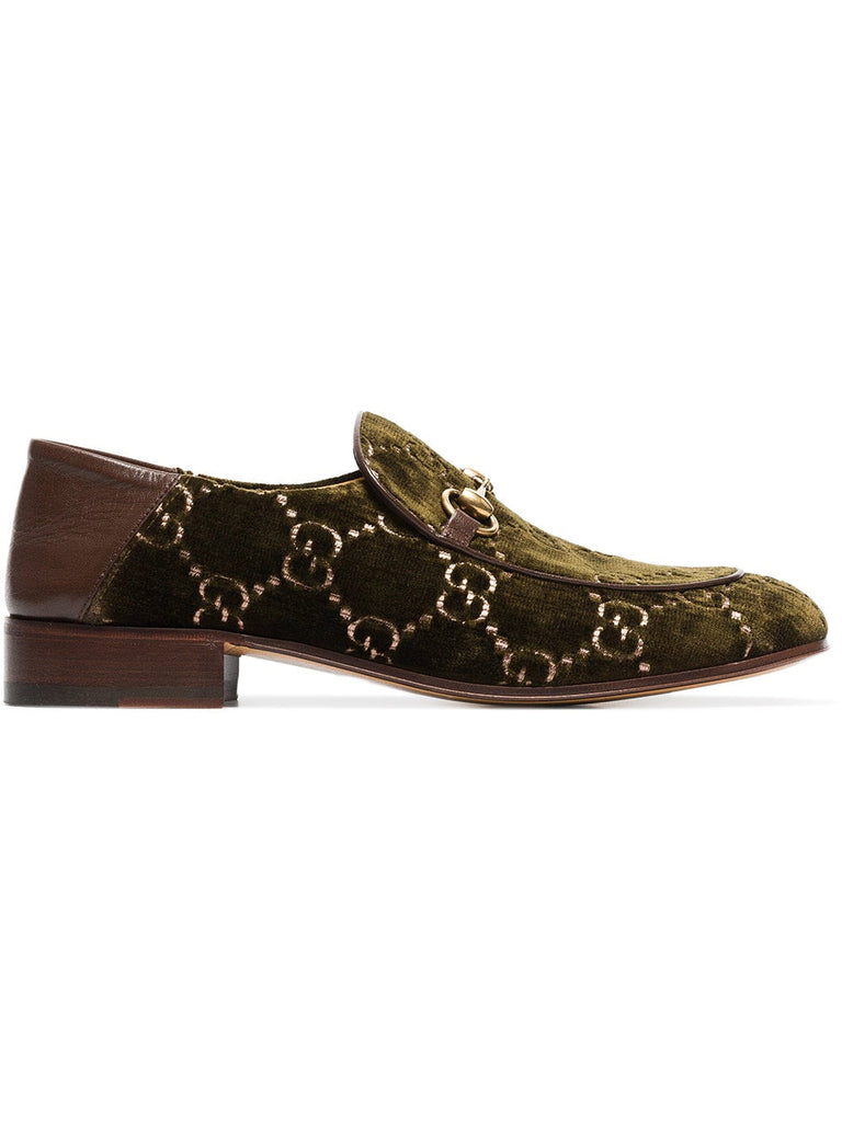 green GG horsebit velvet loafer