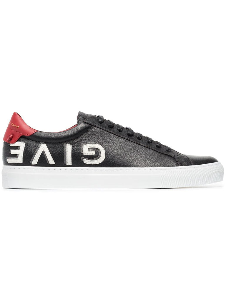 black, white and red Urban Street logo leather sneakers